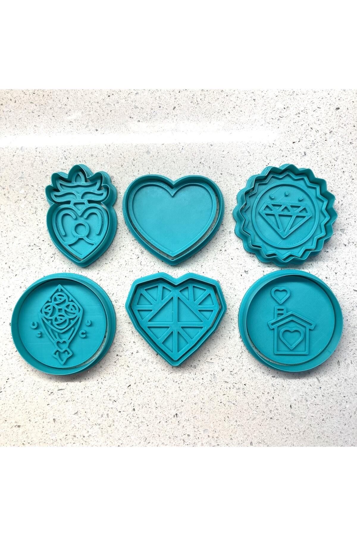6'lı Mega Aşk Koleksiyonu Kurabiye Kalıbı Seti | Şeker Hamuru, Kil Şekillendirici | Craftelle 3D Kurabiye Kalıbı