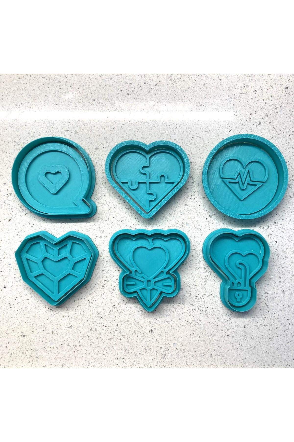 6'lı Modern Aşk Sembolleri Kurabiye Kalıbı Seti | Yaratıcı Sevgililer Günü Seti | Craftelle 3D Kurabiye Kalıbı