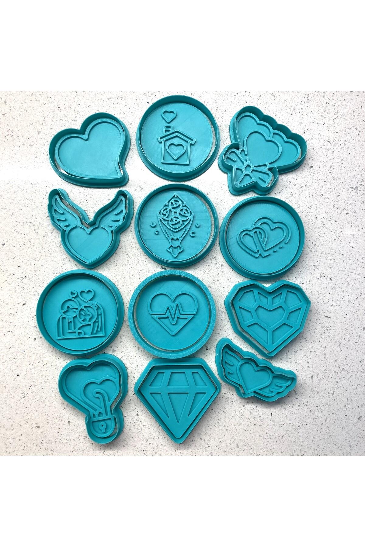 12'li Ultimate Aşk ve Kutlama Kurabiye Kalıbı Seti | Düğün, Nişan ve Sevgililer Günü | Craftelle 3D Kurabiye Kalıbı